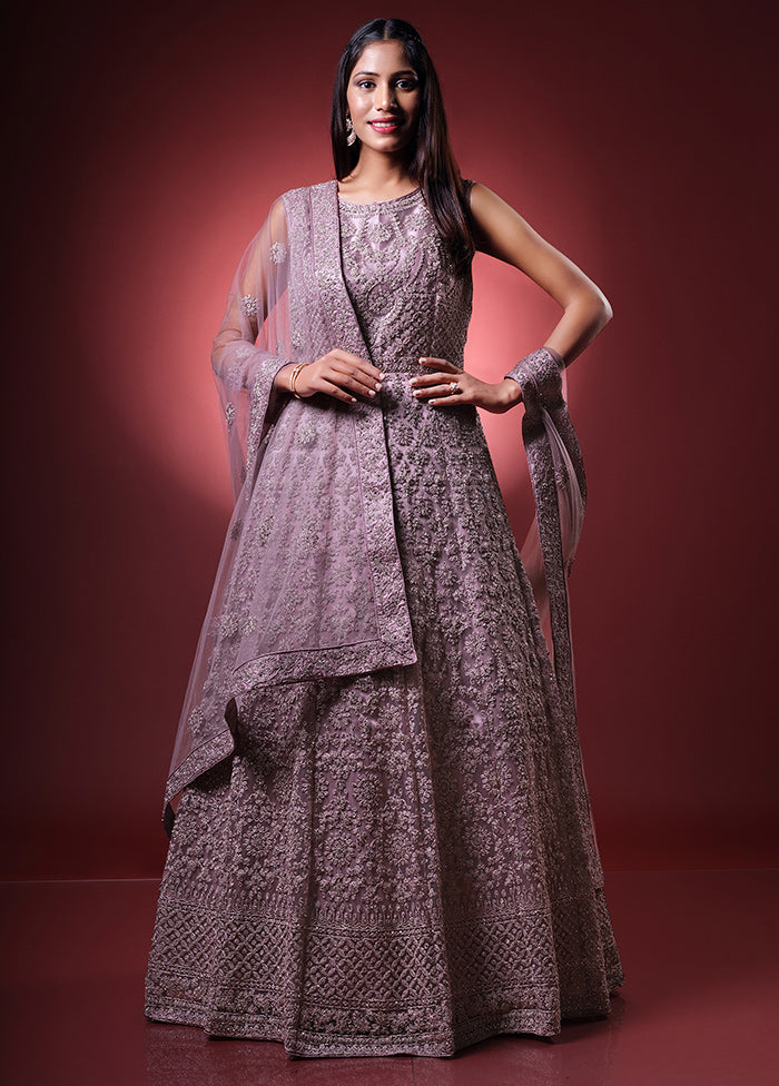 2 Pc Pink Readymade Net Gown - Indian Silk House Agencies