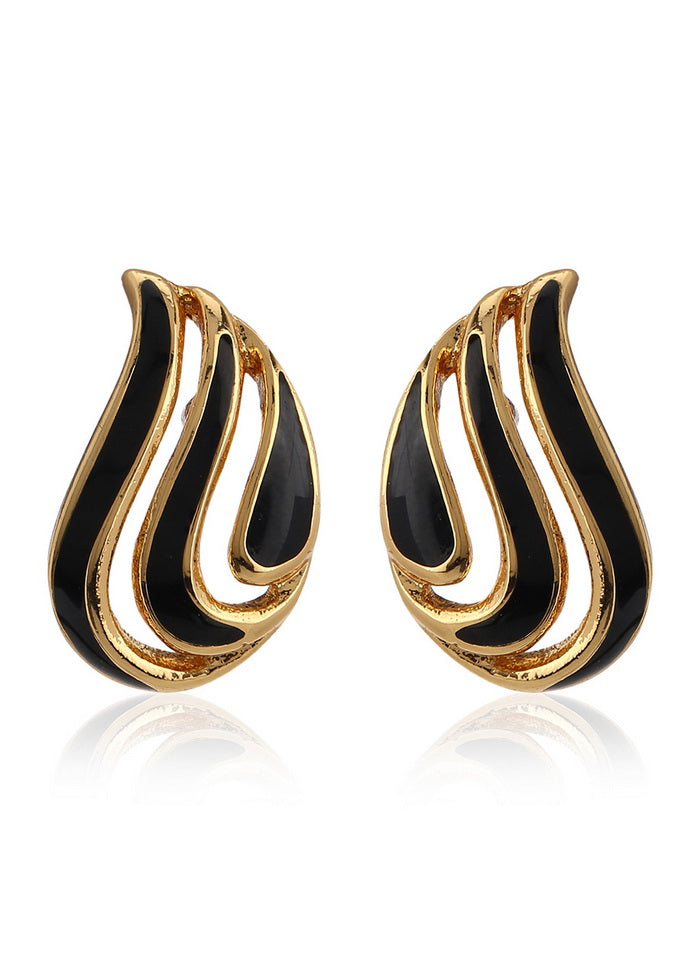 Estele Fashionable black and gold plated studs for women - Indian Silk House Agencies