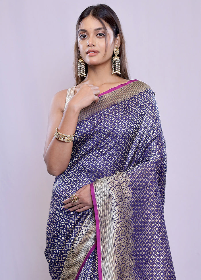 Blue Uppada Silk Saree With Blouse Piece - Indian Silk House Agencies