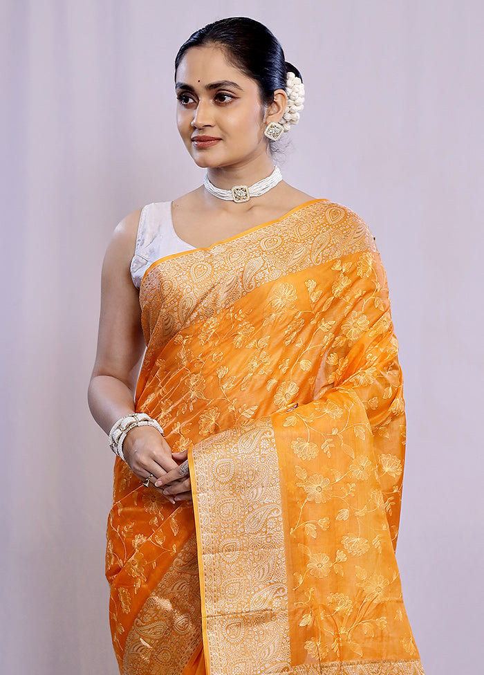 Yellow Tussar Silk Saree With Blouse Piece - Indian Silk House Agencies