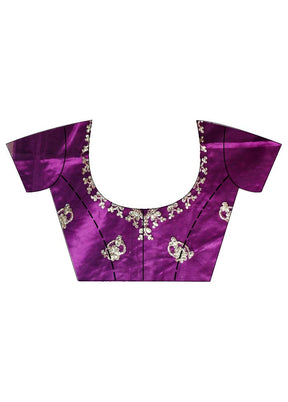 3 Pc Purple Georgette Semi Stitched Lehenga Set - Indian Silk House Agencies