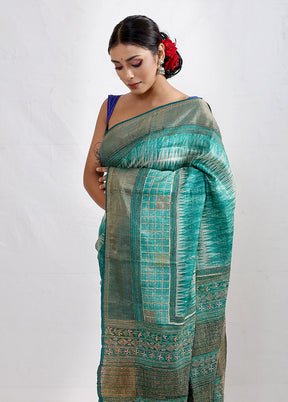 Sky Blue Tussar Silk Saree With Blouse Piece - Indian Silk House Agencies