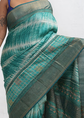 Sky Blue Tussar Silk Saree With Blouse Piece - Indian Silk House Agencies