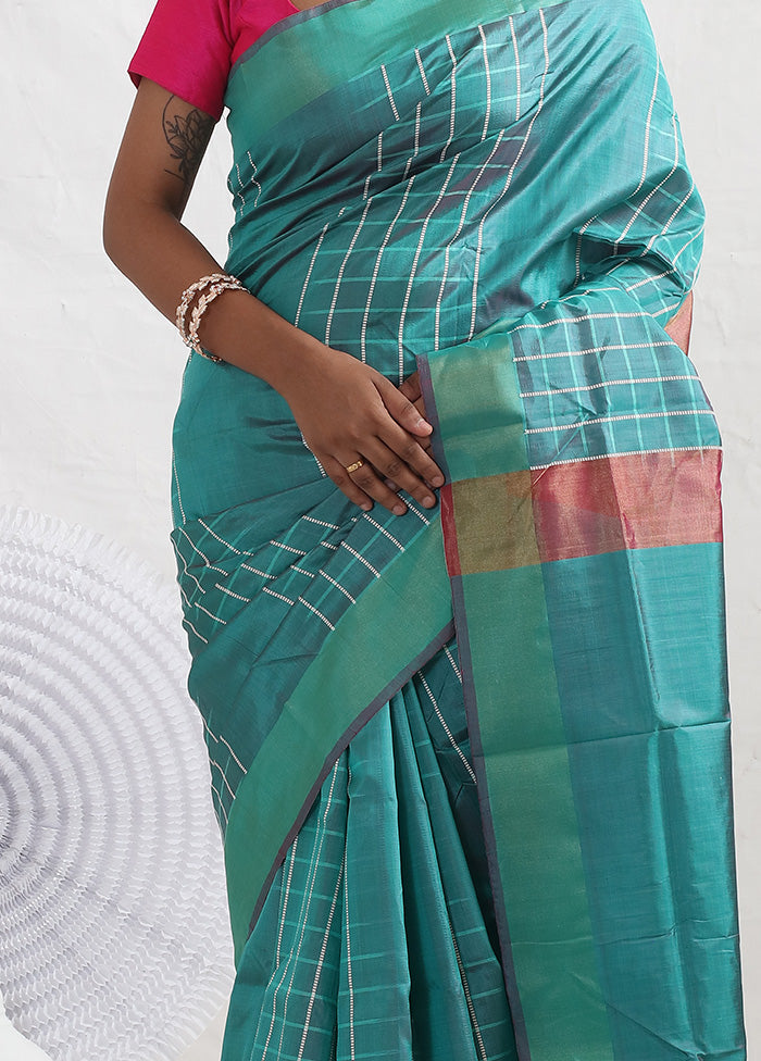 Green Pure Kalakhetra Silk Saree With Blouse Piece - Indian Silk House Agencies