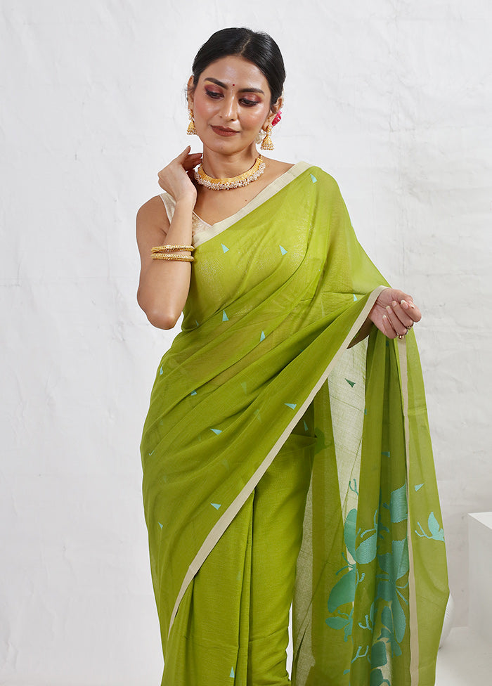 Green Matka Silk Saree With Blouse Piece - Indian Silk House Agencies