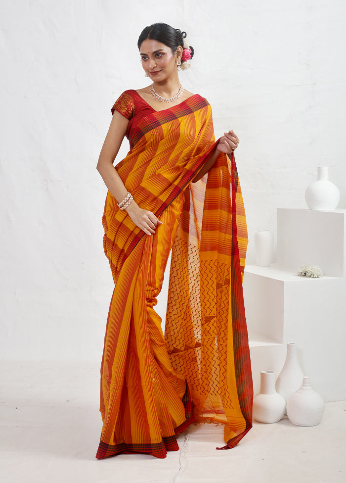 Orange Matka Silk Saree With Blouse Piece - Indian Silk House Agencies