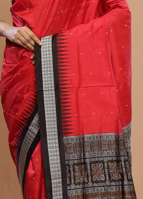 Red Pure Ikkat Cotton Saree With Blouse Piece - Indian Silk House Agencies