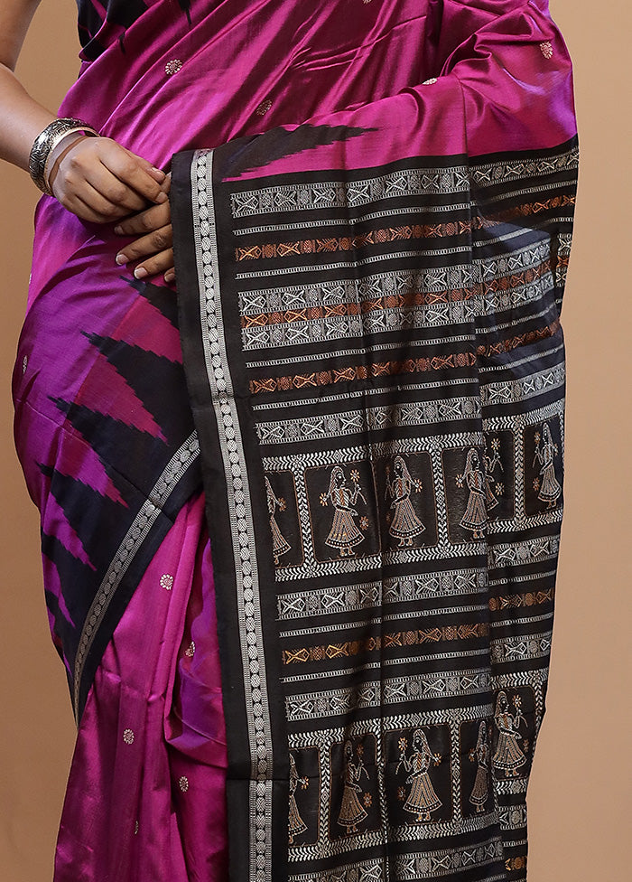 Purple Pure Ikkat Cotton Saree With Blouse Piece - Indian Silk House Agencies