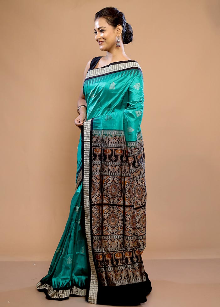 Green Pure Ikkat Cotton Saree With Blouse Piece - Indian Silk House Agencies