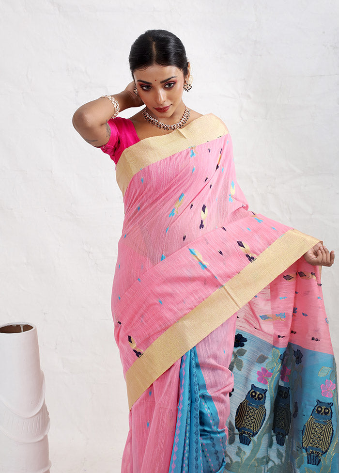 Pink Matka Silk Saree With Blouse Piece - Indian Silk House Agencies
