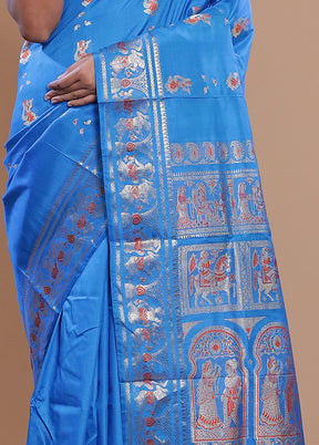 Blue Pure Swarnachuri Silk Saree With Blouse Piece - Indian Silk House Agencies