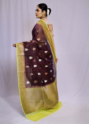 Purple Kora Pure Silk Saree With Blouse Piece - Indian Silk House Agencies