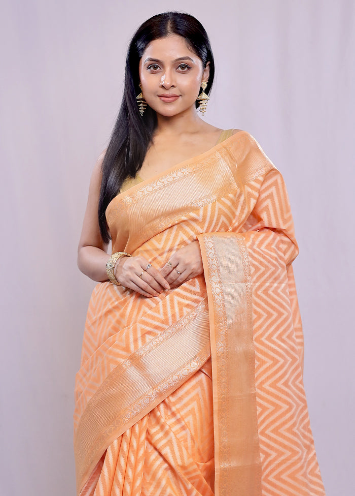 Rust Pure Cotton Saree With Blouse Piece - Indian Silk House Agencies