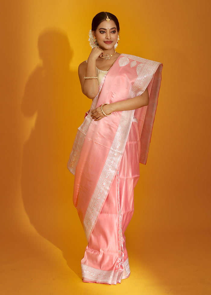Pink Banarasi Pure Silk Saree With Blouse Piece - Indian Silk House Agencies