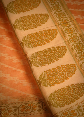 Peach Cotton Saree With Blouse Piece - Indian Silk House Agencies