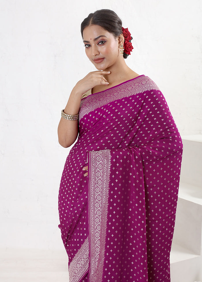 Purple Pure Georgette Saree With Blouse Piece - Indian Silk House Agencies