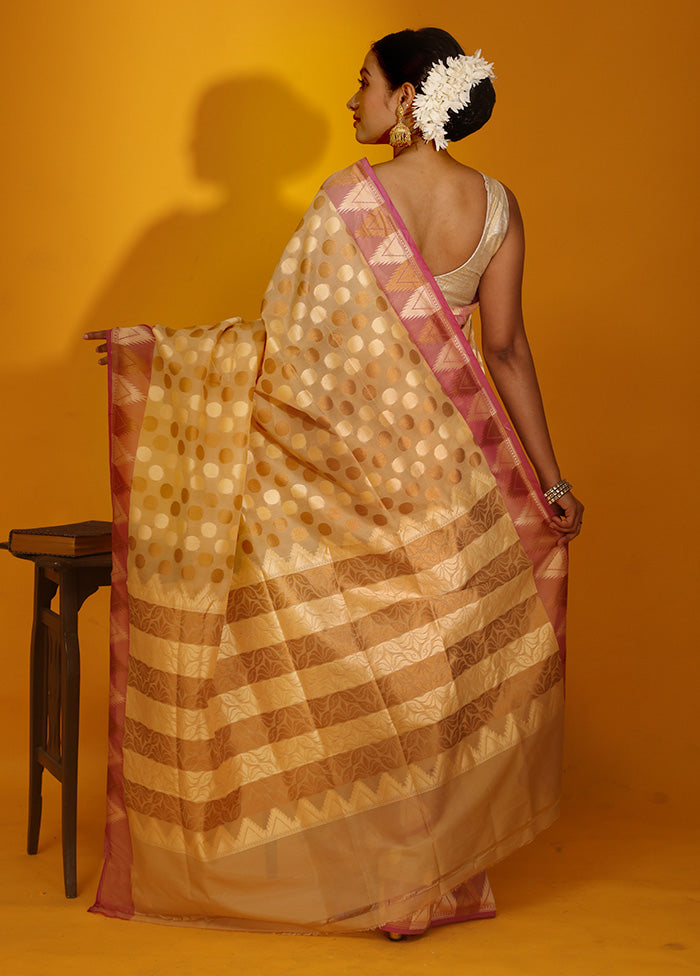 Cream Kora Silk Saree With Blouse Piece - Indian Silk House Agencies