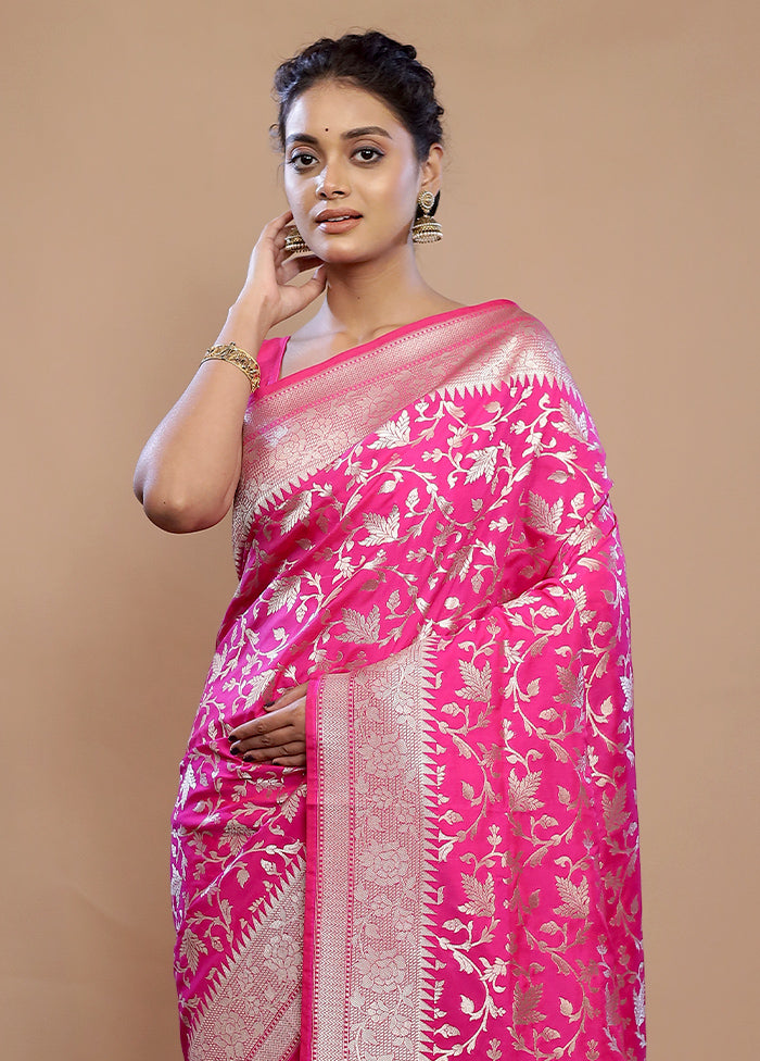 Pink Uppada Silk Saree With Blouse Piece - Indian Silk House Agencies