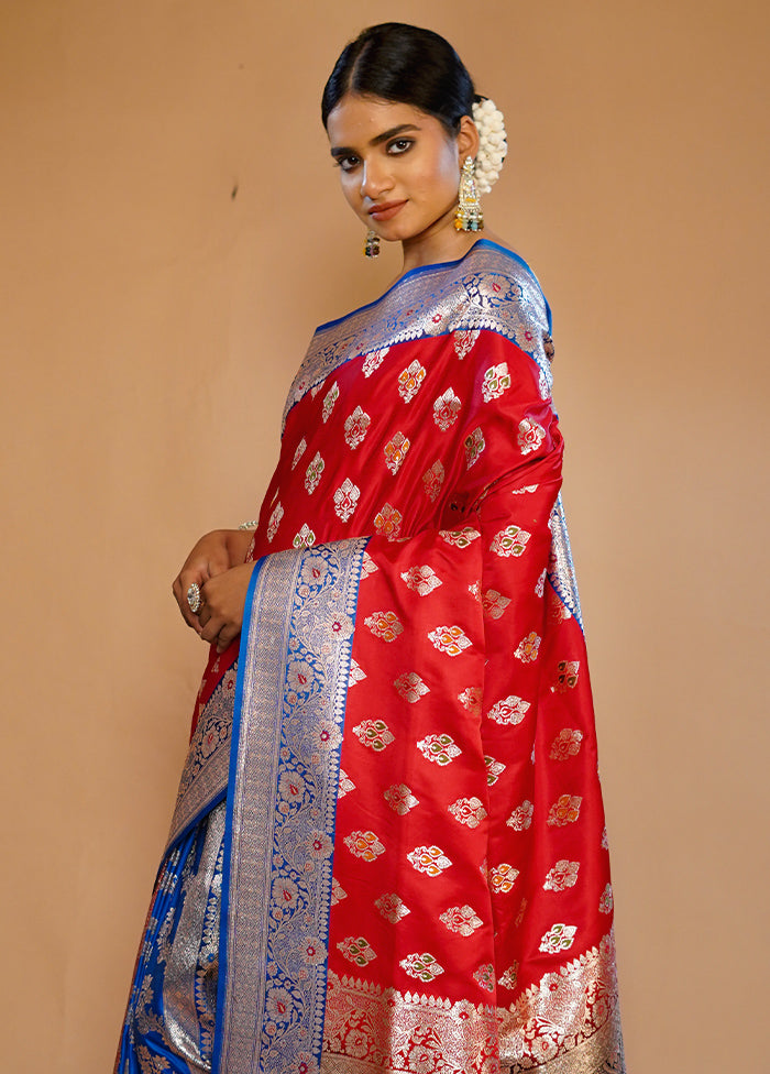 Red Banarasi Silk Saree With Blouse Piece - Indian Silk House Agencies