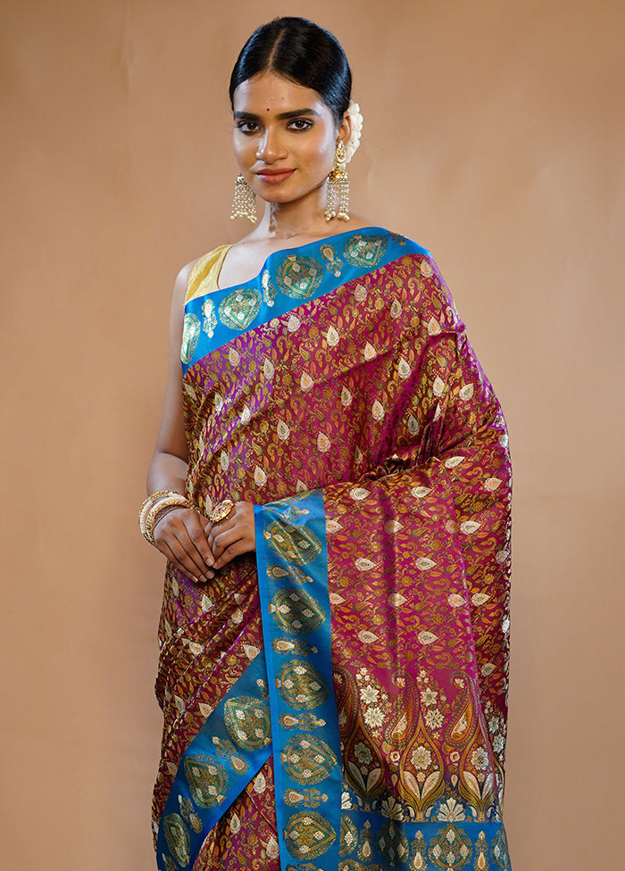 Pink Tanchoi Banarasi Pure Silk Saree With Blouse Piece - Indian Silk House Agencies