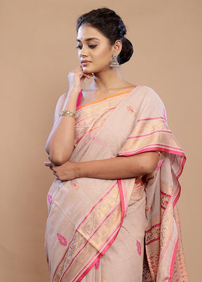 Cream Matka Silk Saree With Blouse Piece - Indian Silk House Agencies