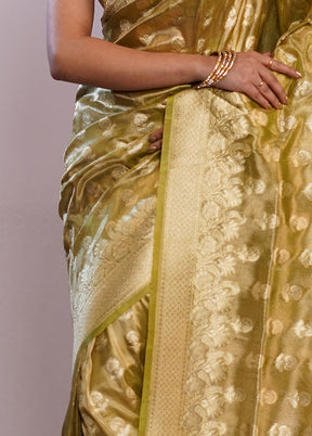 Green Tissue Silk Saree With Blouse Piece - Indian Silk House Agencies