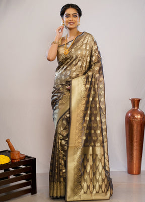 Brown Tissue Silk Saree With Blouse Piece - Indian Silk House Agencies