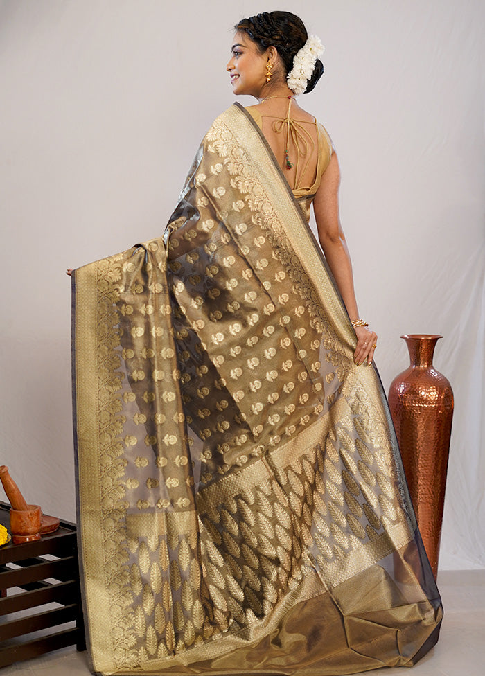 Brown Tissue Silk Saree With Blouse Piece - Indian Silk House Agencies