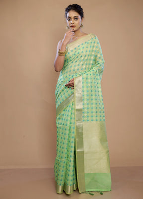Green Kora Silk Saree With Blouse Piece - Indian Silk House Agencies