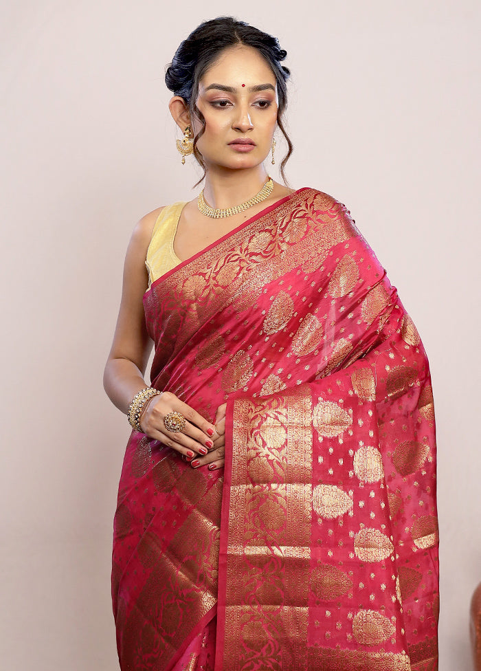 Pink Katan Pure Silk Saree With Blouse Piece - Indian Silk House Agencies