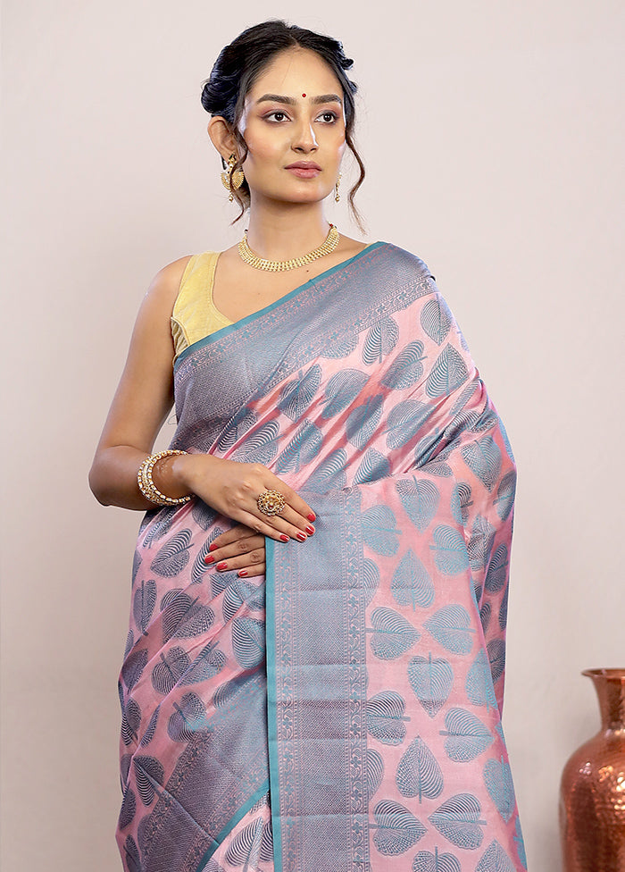 Pink Katan Silk Saree With Blouse Piece - Indian Silk House Agencies