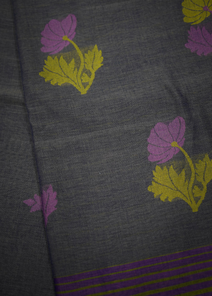 Grey Khadi Cotton Saree With Blouse Piece - Indian Silk House Agencies