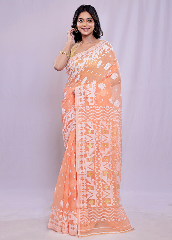 Rust Tant Cotton Saree Without Blouse Piece - Indian Silk House Agencies