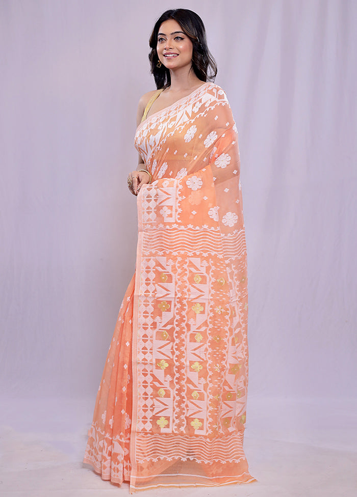 Rust Tant Cotton Saree Without Blouse Piece - Indian Silk House Agencies