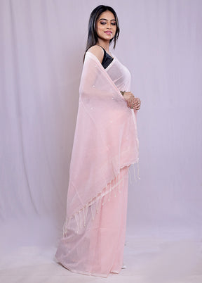 Pink Khadi Cotton Saree With Blouse Piece - Indian Silk House Agencies