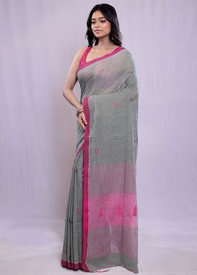 Green Khadi Cotton Saree With Blouse Piece - Indian Silk House Agencies