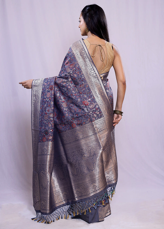 Grey Tissue Silk Saree With Blouse Piece - Indian Silk House Agencies