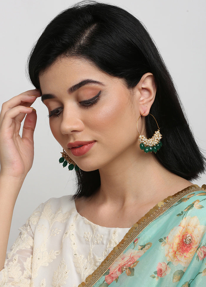Gold Plated Kundan Loop Earrings - Indian Silk House Agencies