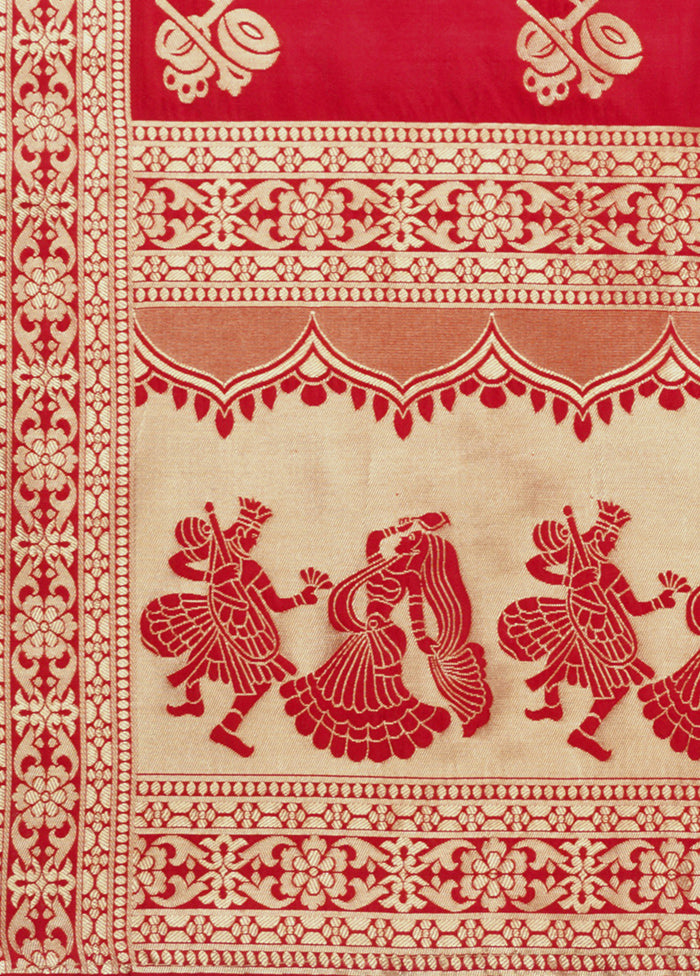 Red Jacquard Dupatta - Indian Silk House Agencies
