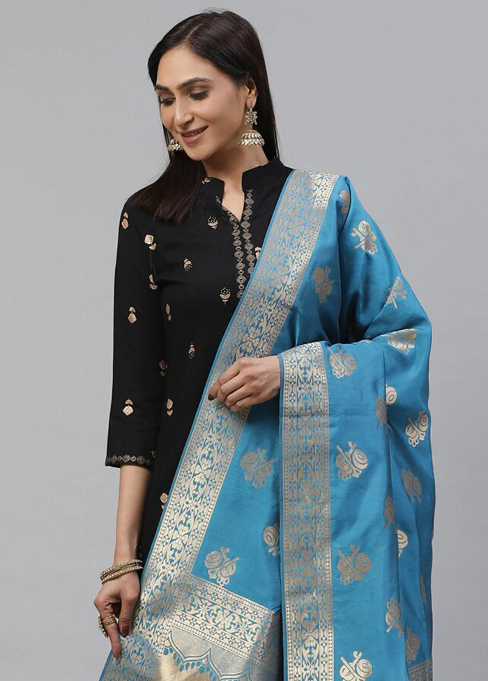 Blue Art Silk Dupatta - Indian Silk House Agencies