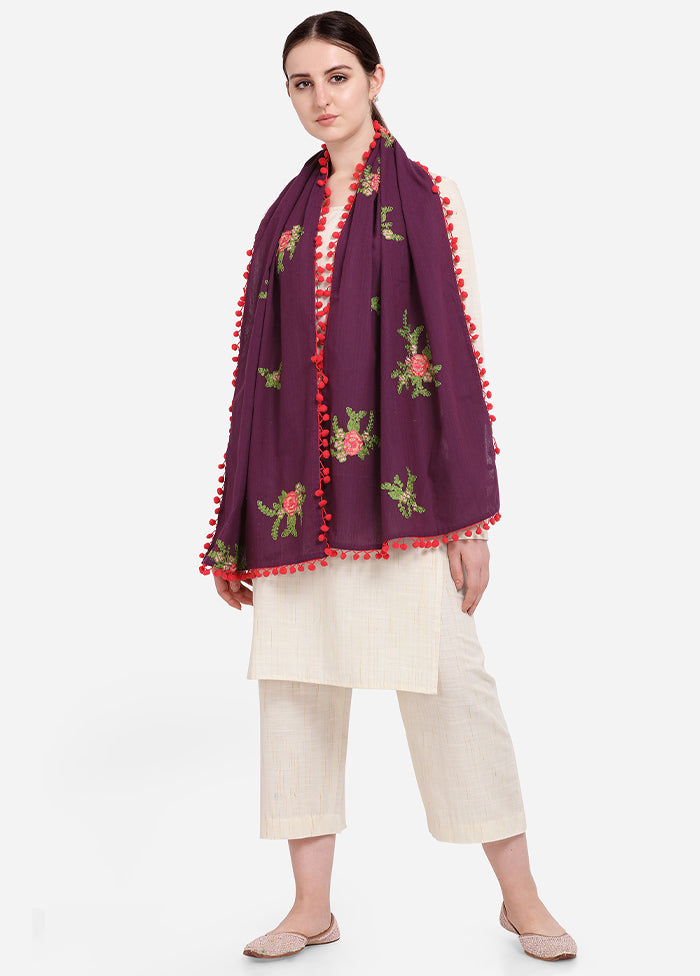 Purple Cotton Khadi Dupatta - Indian Silk House Agencies