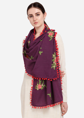 Purple Cotton Khadi Dupatta - Indian Silk House Agencies