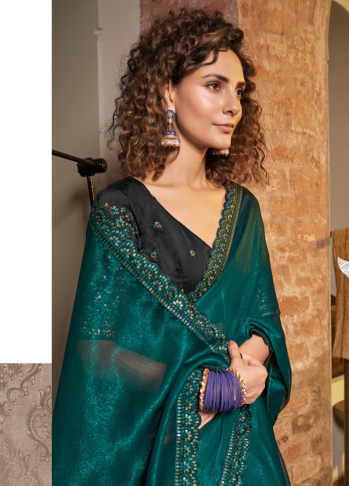 Rama Tissue Silk Saree With Blouse Piece - Indian Silk House Agencies
