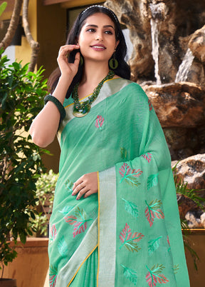 Sea Green Silk Saree With Blouse Piece - Indian Silk House Agencies