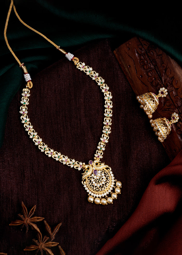 Gold Plated CZ Elegant Designer Necklace Set - Indian Silk House Agencies