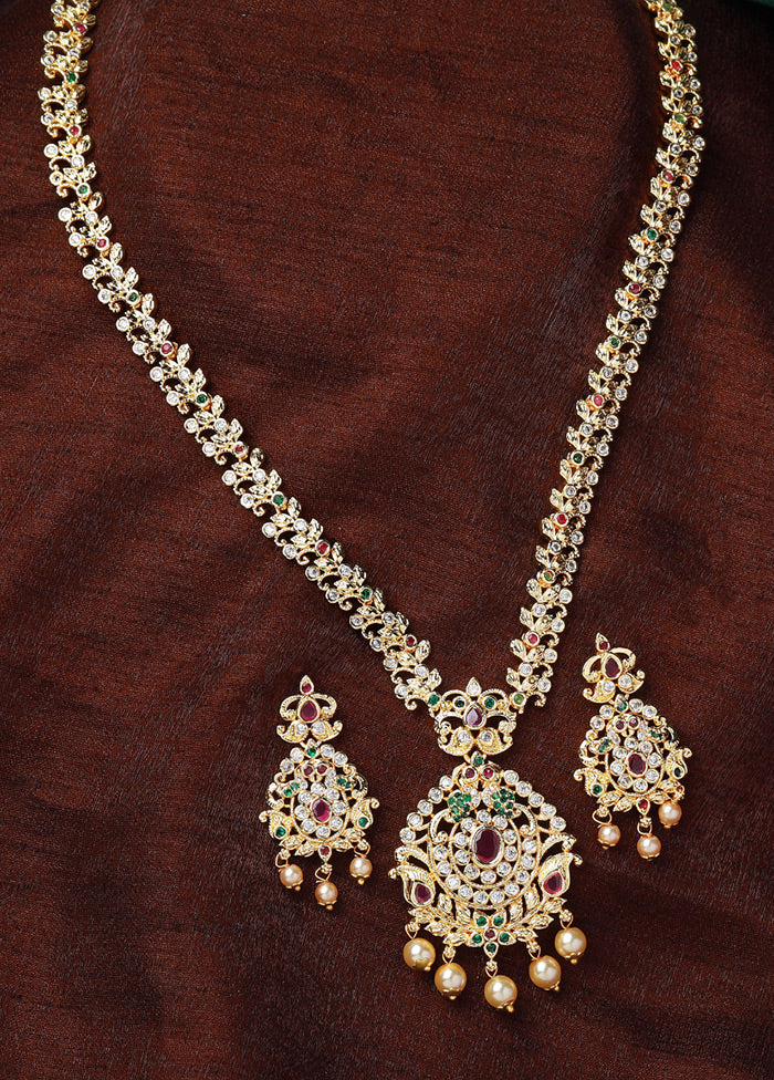 Gold Plated CZ Designer Bridal Necklace Set - Indian Silk House Agencies