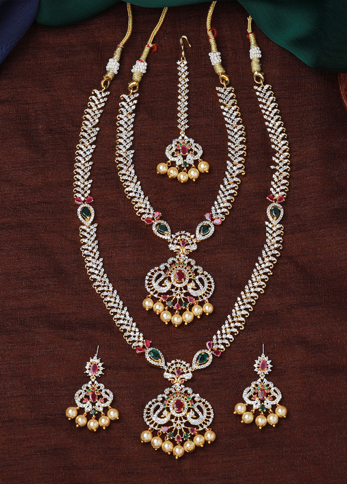 Gold Plated CZ Fascinating Bridal Necklace Set - Indian Silk House Agencies