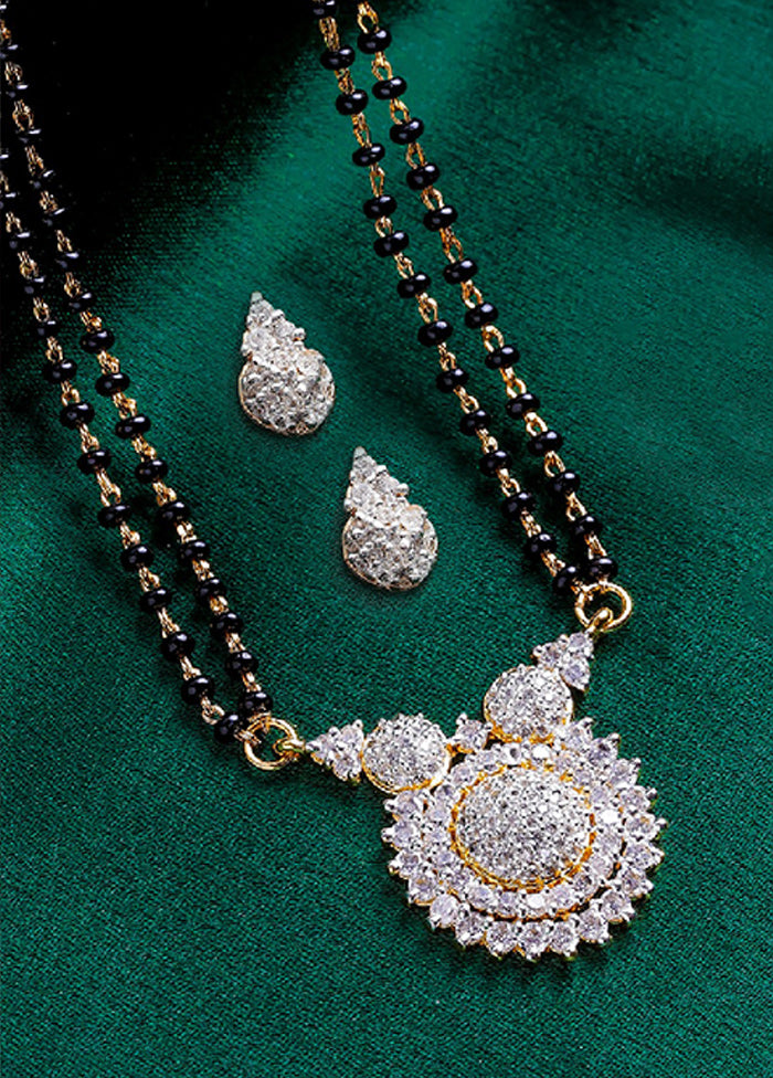 Gold And Rhodium Plated Glitter Circular Mangalsutra - Indian Silk House Agencies