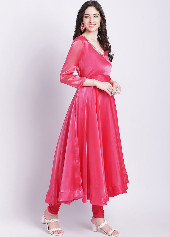 2 Pc Pink Readymade Net Kurti Set - Indian Silk House Agencies