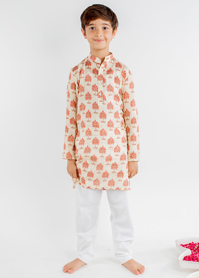 Beige Silk Kurta Pajama Set For Boys - Indian Silk House Agencies